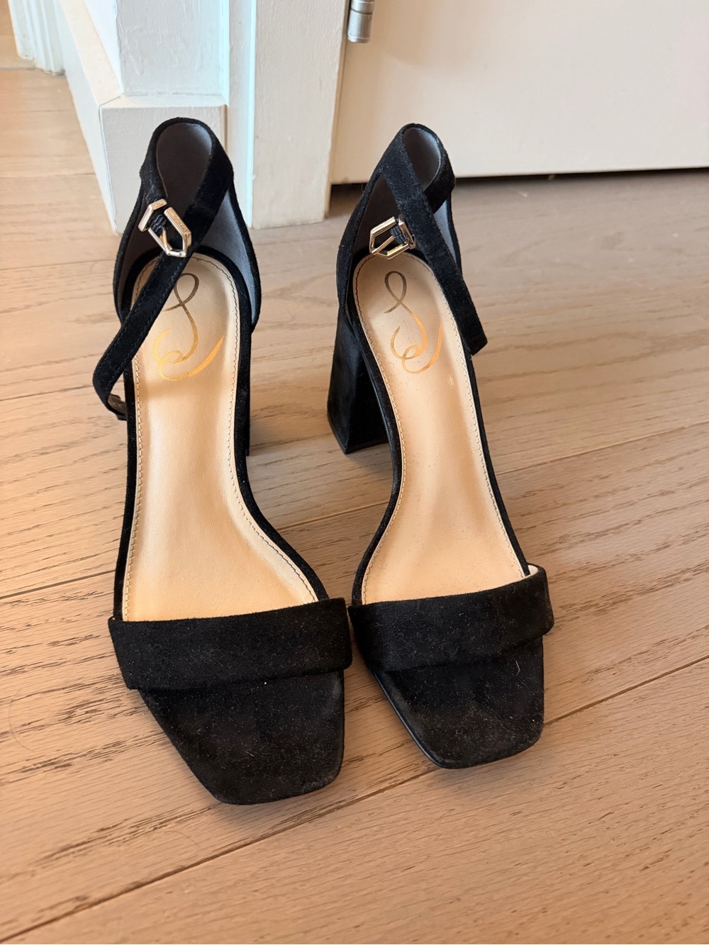 Sam Edelman Black Suede Block Heel Sandals